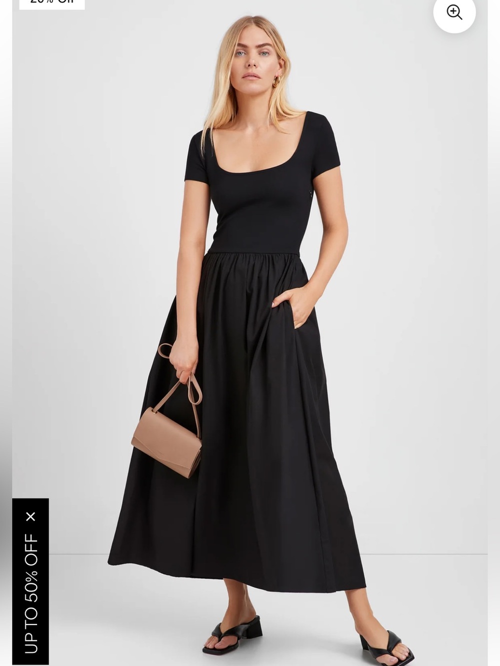 Marcella NWT Mila Black European Cotton Poplin Midi Dress